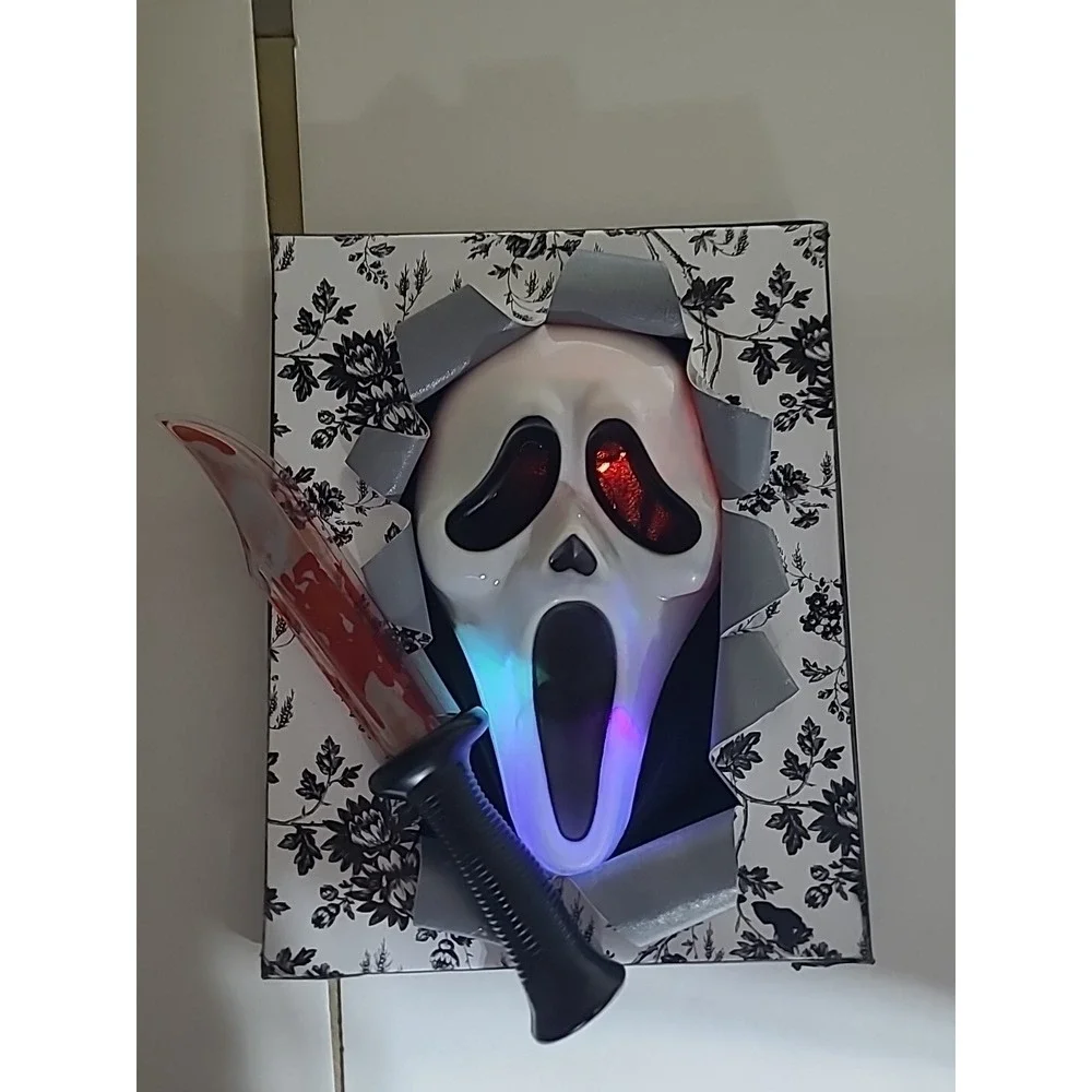 Scream Ghost Face Mask Halloween Light Up Haunted‎ House Wall Decor Works CUSTOM
